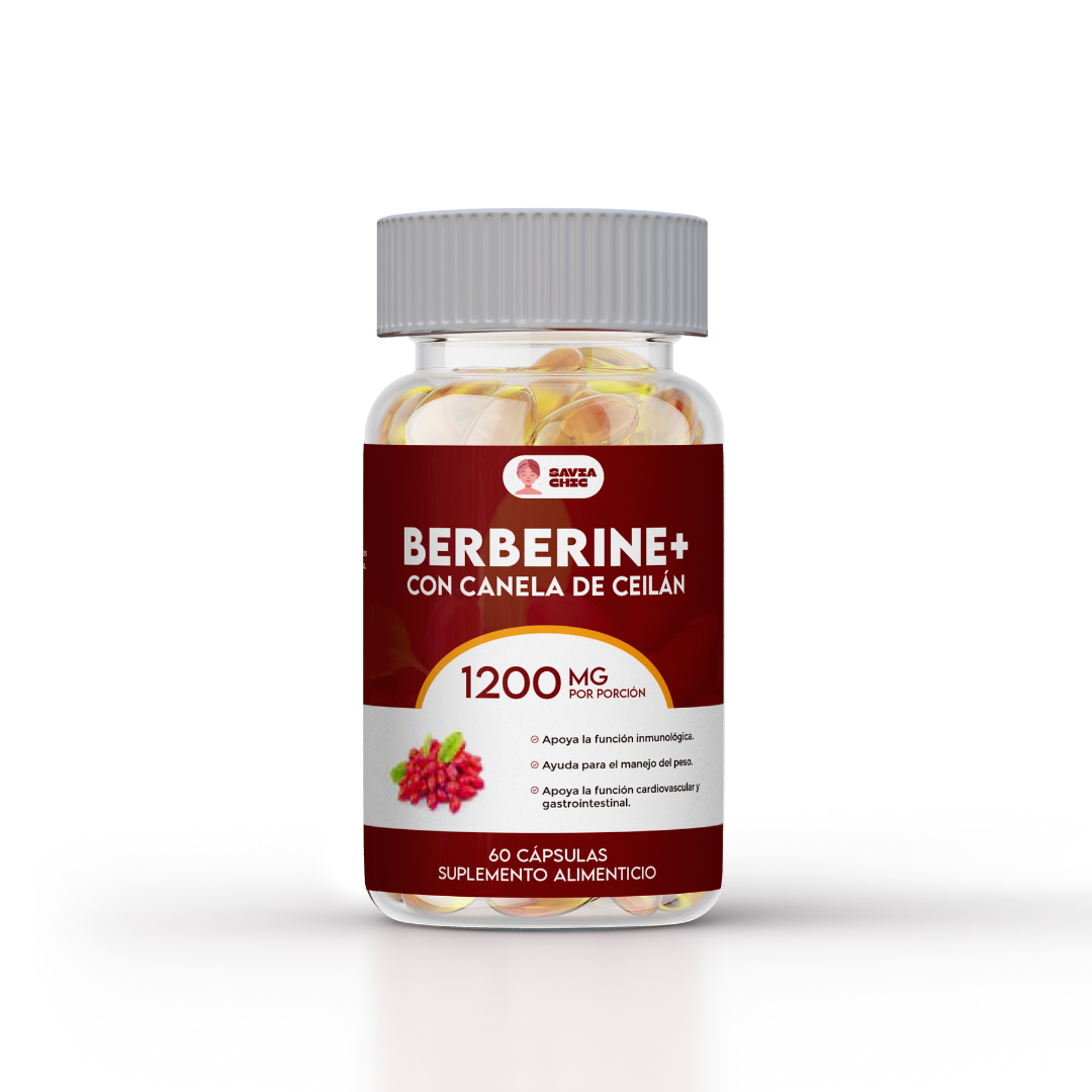 Berberina 1200 mg con Canela de Ceilán – Control Natural de Azucar, Colesterol y Peso – 60 Cápsulas Vegetales