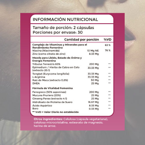 Suplemento Natural para Libido y Vitalidad Femenina – 60 cápsulas