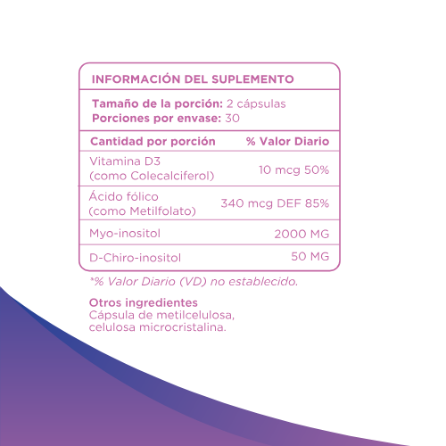 Myo Inositol + D-Chiro + Vitamina D – 2000 mg | 60 Cápsulas