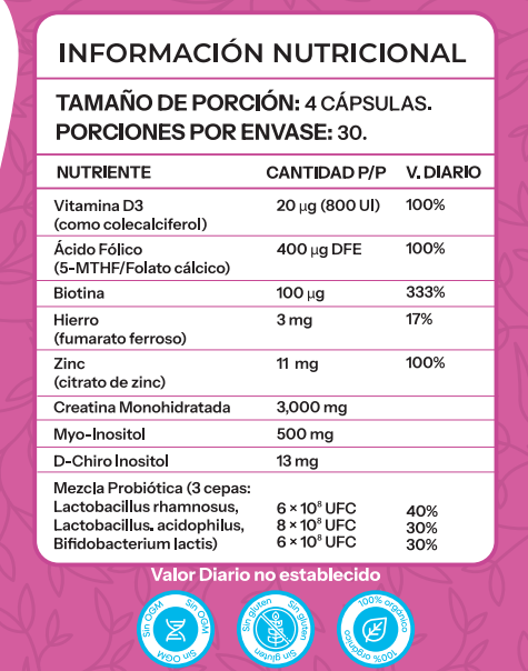 SAVIA Creatina Mujer con Inositol y Probióticos para energía y equilibrio hormonal | 120 Cápsulas