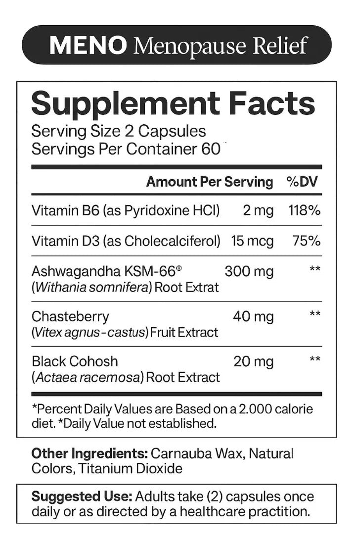 MENO: Alivio Natural y Efectivo para la Menopausia – Equilibra tu Bienestar Femenino