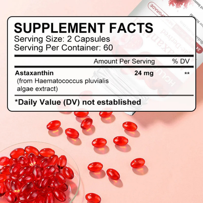 Astaxantina 20 Mg  60 Cápsulas Antioxidante Natural