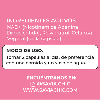 Nad+ 1200mg + Resveratrol 300 Mg Antioxidante 60 Capsulas