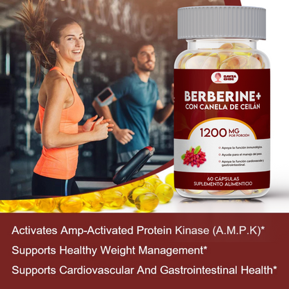 Berberina 1200 mg con Canela de Ceilán – Control Natural de Azucar, Colesterol y Peso – 60 Cápsulas Vegetales