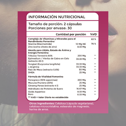 Suplemento Natural para Libido y Vitalidad Femenina – 60 cápsulas
