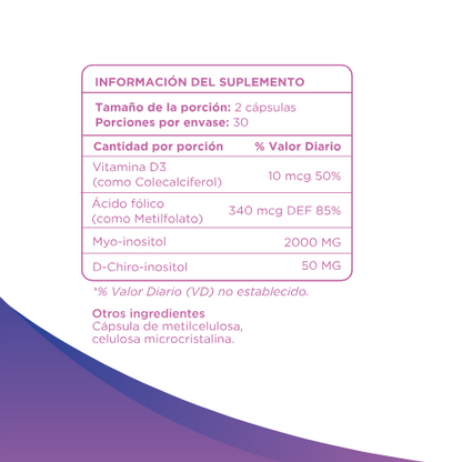 Myo Inositol + D-Chiro + Vitamina D – 2000 mg | 60 Cápsulas