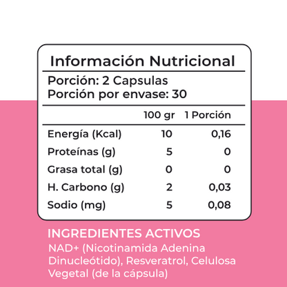 Nad+ 1200mg + Resveratrol 300 Mg Antioxidante 60 Capsulas