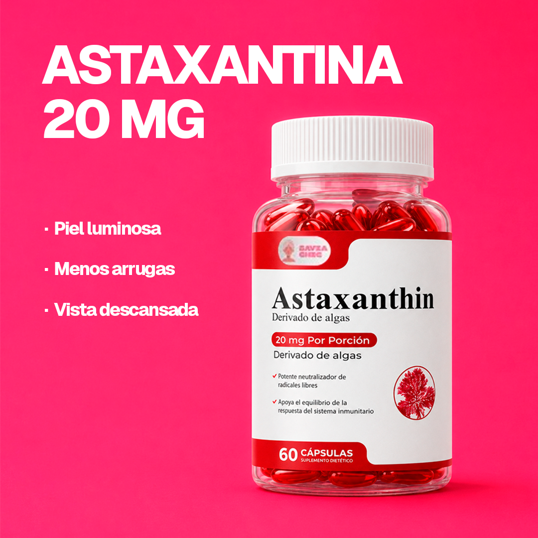 Astaxantina 20 Mg  60 Cápsulas Antioxidante Natural
