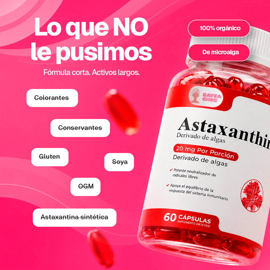 Astaxantina 20 Mg  60 Cápsulas Antioxidante Natural
