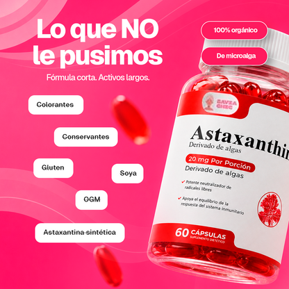 Astaxantina 20 Mg  60 Cápsulas Antioxidante Natural