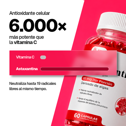 Astaxantina 20 Mg  60 Cápsulas Antioxidante Natural