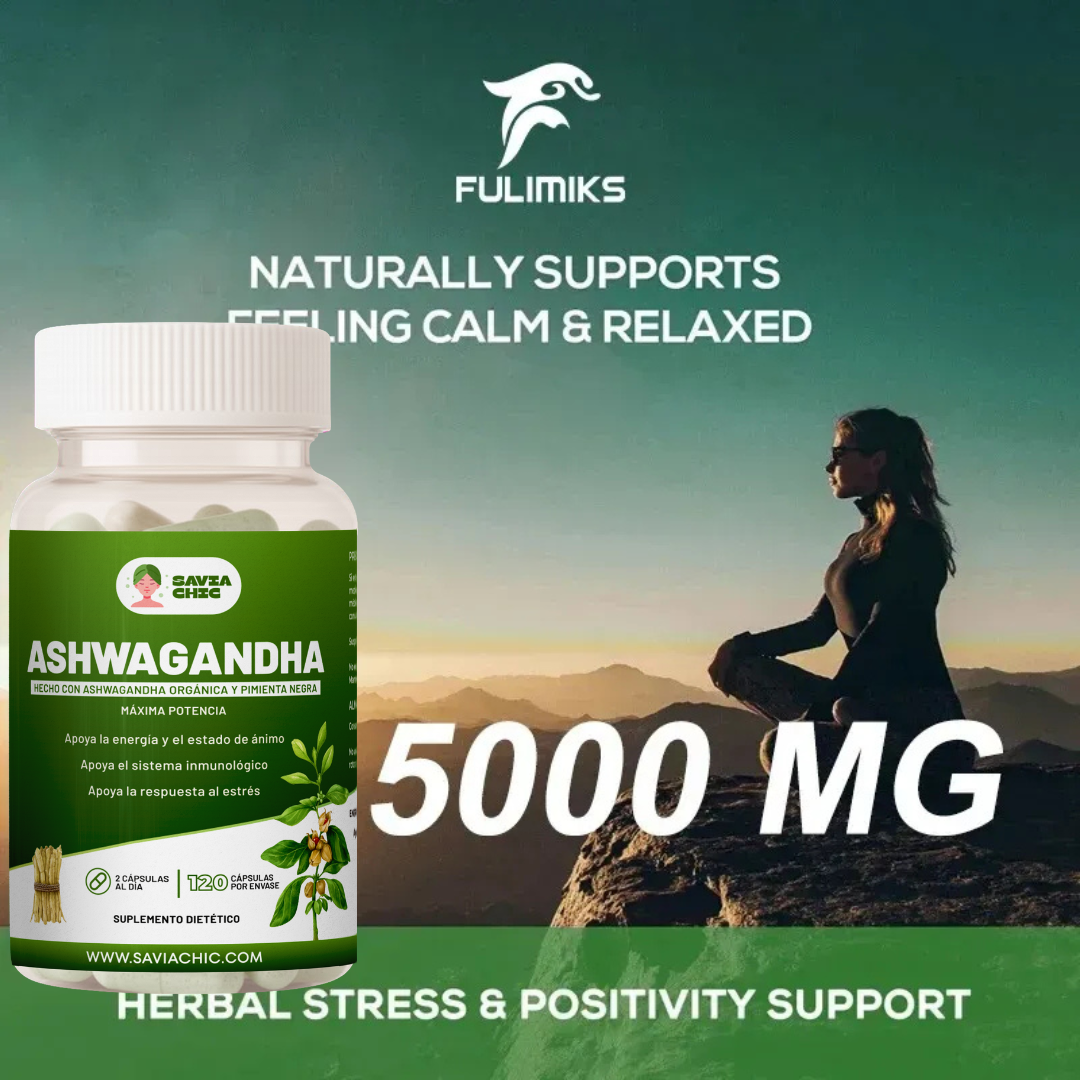 Ashwagandha 5000 mg con Black Pepper – 120 Capsulas