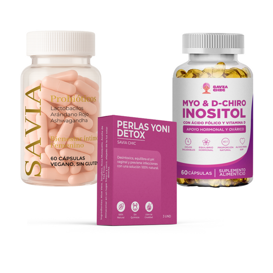 SAVIA Probioticos + MYO Inositol + Pack 3 Perlas Yoni