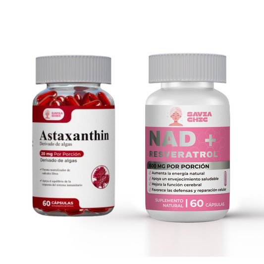Pack Antioxidante Celular SAVIA – Astaxantina 20mg + NAD Resveratrol 500mg