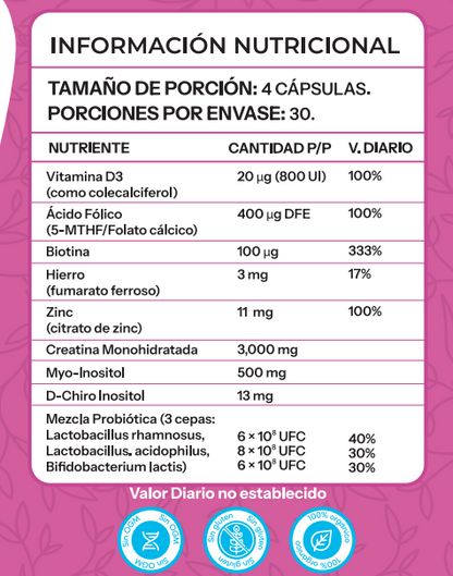 SAVIA Creatina Mujer con Inositol y Probióticos para energía y equilibrio hormonal | 120 Cápsulas