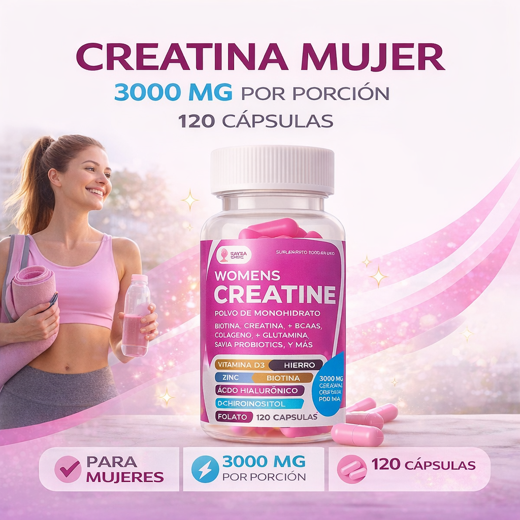 SAVIA Creatina Mujer con Inositol y Probióticos para energía y equilibrio hormonal | 120 Cápsulas