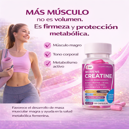 SAVIA Creatina Mujer con Inositol y Probióticos para energía y equilibrio hormonal | 120 Cápsulas