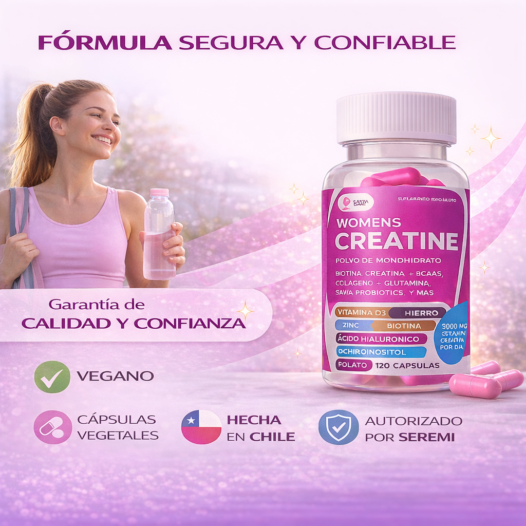 SAVIA Creatina Mujer con Inositol y Probióticos para energía y equilibrio hormonal | 120 Cápsulas