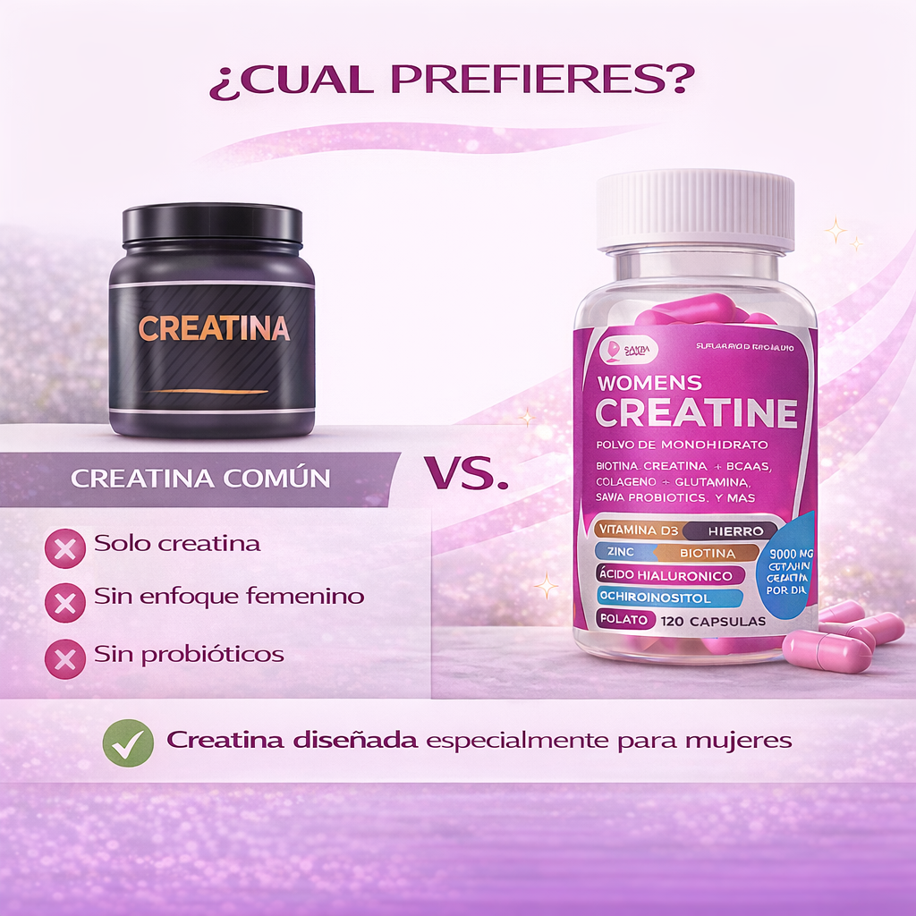 SAVIA Creatina Mujer con Inositol y Probióticos para energía y equilibrio hormonal | 120 Cápsulas