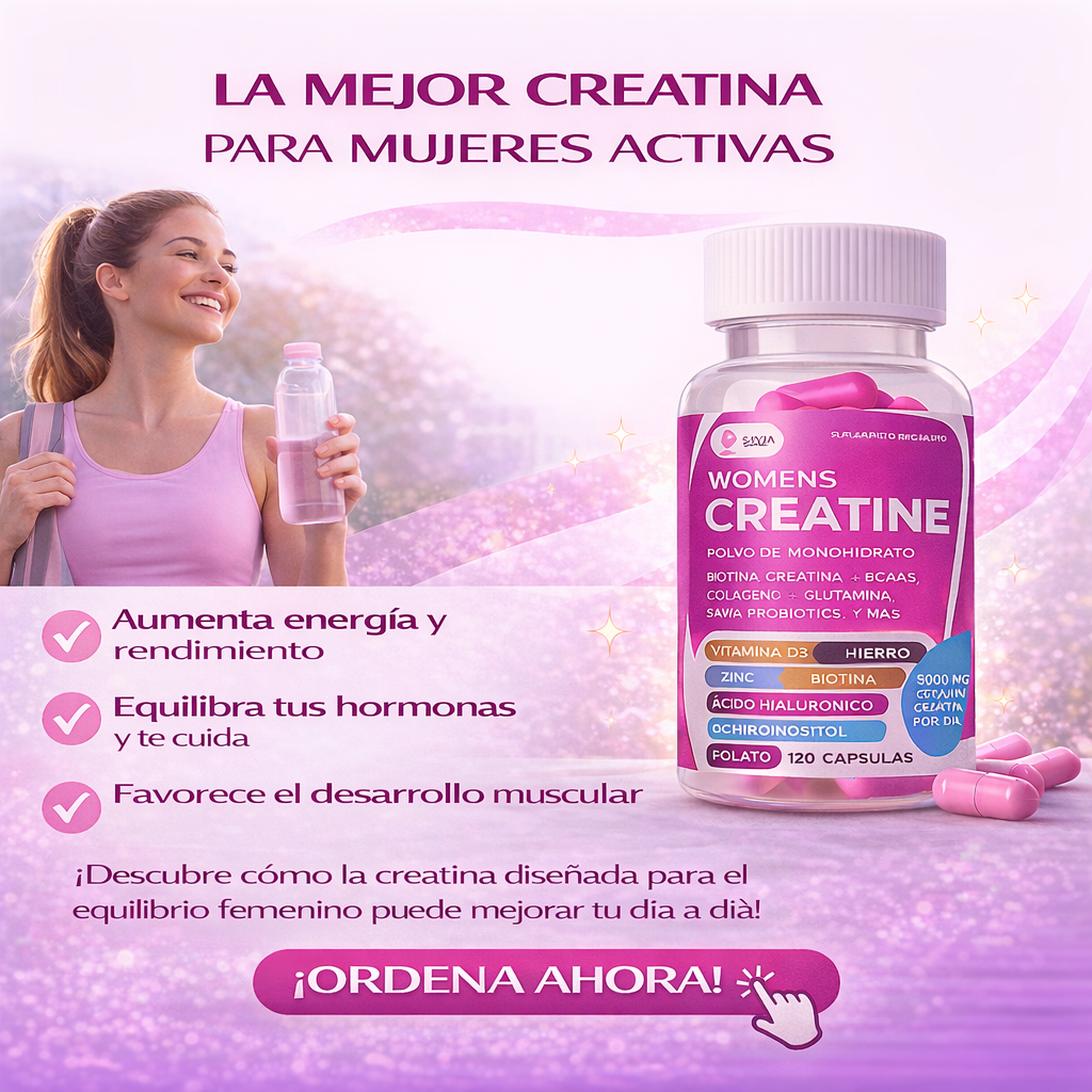 SAVIA Creatina Mujer con Inositol y Probióticos para energía y equilibrio hormonal | 120 Cápsulas