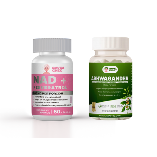 Pack Energía y Vitalidad Diaria – NAD+ Resveratrol y Ashwagandha para Mujeres