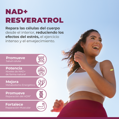 Nad+ 1200mg + Resveratrol 300 Mg Antioxidante 60 Capsulas