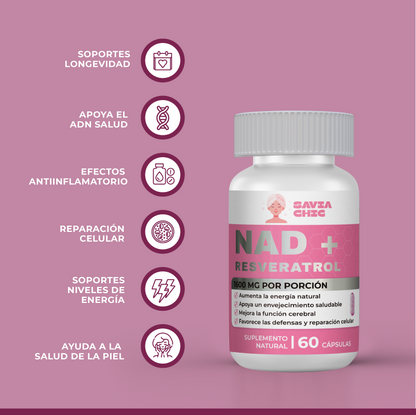 Nad+ 1200mg + Resveratrol 300 Mg Antioxidante 60 Capsulas