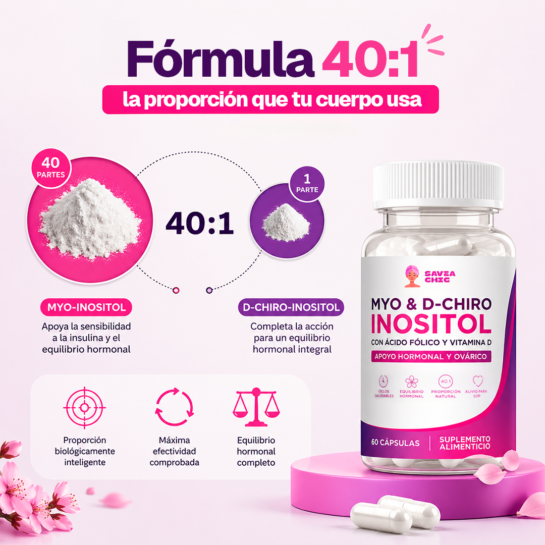 Myo Inositol + D-Chiro + Vitamina D – 2000 mg | 60 Cápsulas