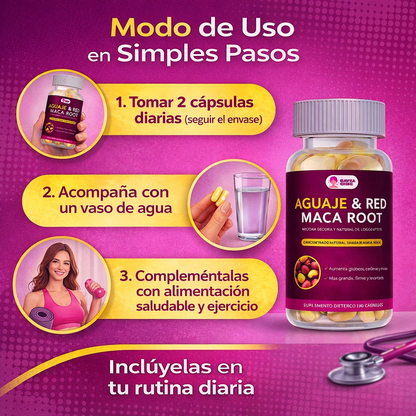 Aguaje + Maca 60 Capsulas | Suplemento natural para curvas femeninas, equilibrio hormonal y energía