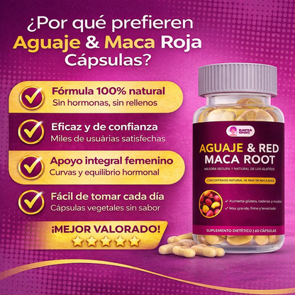 Aguaje + Maca 60 Capsulas | Suplemento natural para curvas femeninas, equilibrio hormonal y energía