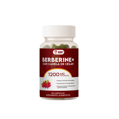 Berberina 1200 mg con Canela de Ceilán – Control Natural de Azucar, Colesterol y Peso – 60 Cápsulas Vegetales