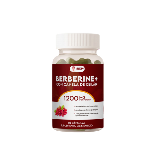 Berberina 1200 mg con Canela de Ceilán – Control Natural de Azucar, Colesterol y Peso – 60 Cápsulas Vegetales
