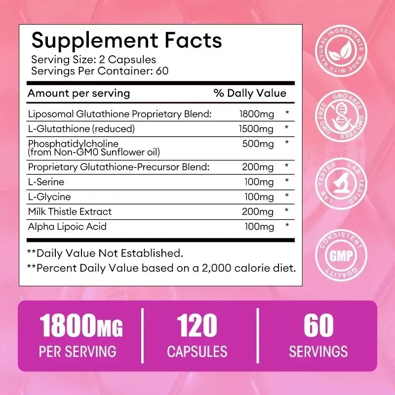 Glutation Liposomal 1800 Mg Maxima Absorcion 120 Capsulas