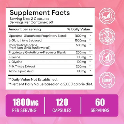 Glutation Liposomal 1800 Mg Maxima Absorcion 120 Capsulas